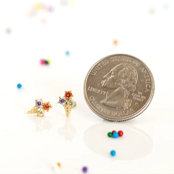 Dainty Icecream Studs (S925) - Only 5 left! - Picture 6 of 8